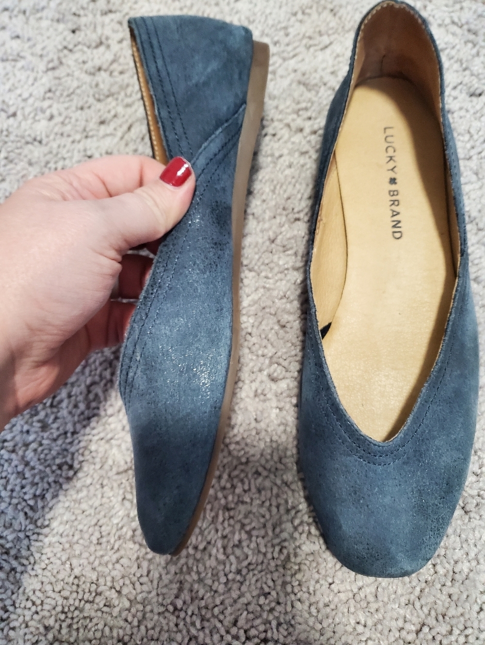 Lucky Brand Blue Alba Leather Flats Size 7.5 - Picture 9 of 9